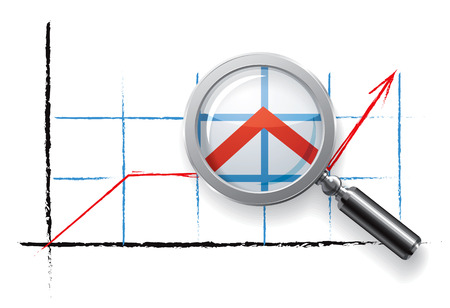 Details of schedule enlarged by a magnifying glass. Vector illustrationのイラスト素材