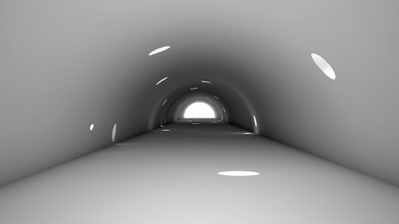 Abstract empty tunnel with illumination. 3d renderの写真素材