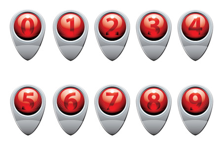 Set of numbered pointers for use in maps, info graphic\'s diagrams etc. のイラスト素材