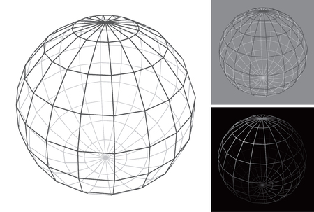 Set of stylized images of globe in form of wire mesh.のイラスト素材