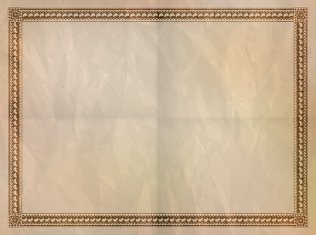 Vintage frame on crumpled ancient paper.のイラスト素材