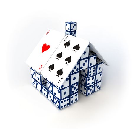 Dice house on a white backgroundの写真素材