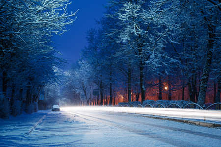 winter city roadの写真素材