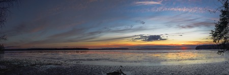 Sunset scene on lakeの写真素材