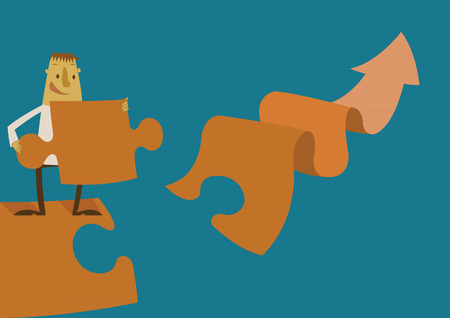 Businessman Making a puzzle on the graphのイラスト素材