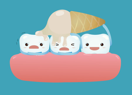 Tooth so sensitive with ice cream conceptのイラスト素材