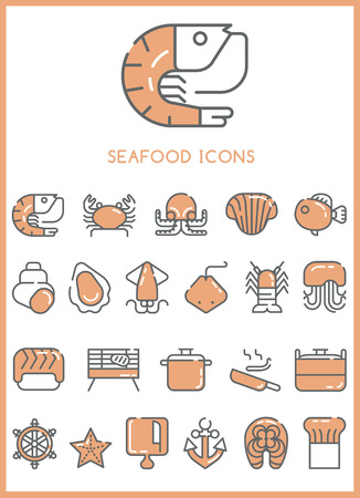 Seafood Icons set vectorのイラスト素材