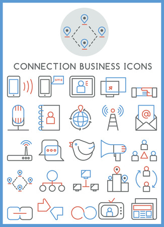 Connection business icons set vectorのイラスト素材