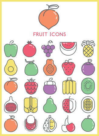 Fruit icons color set vectorのイラスト素材