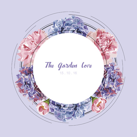 Purple floral in garden invitation card, flower pattern vector illustrationのイラスト素材