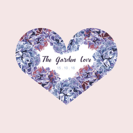 Purple and pink floral in garden invitation card, flower pattern and heart vectorのイラスト素材