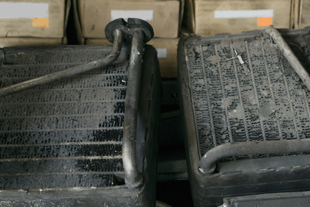 Used engine air filler for car is so dirty.の写真素材