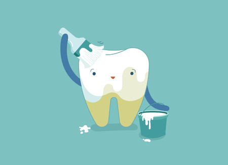 Tooth painting for whitening tooth, bleaching dental concept.のイラスト素材