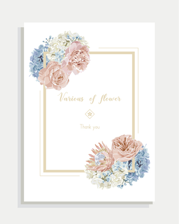 Floral wedding invitation card and vector greeting with flower.のイラスト素材