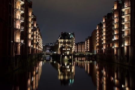 Hamburg, HafenCity at dawnの写真素材