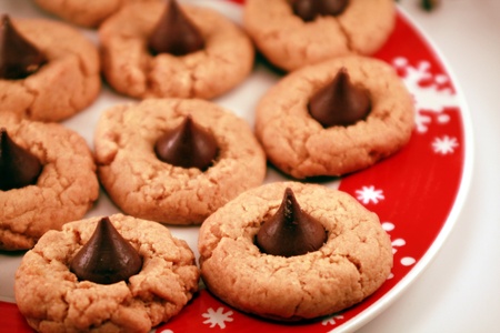 Peanut Butter Cookies with Chocolateの写真素材