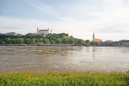 the castle in bratislava above the Danubeのeditorial素材