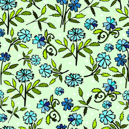 Seamless pattern with bright colorful pictures of flowers, on a light backgroundのイラスト素材