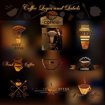 Coffee logos and labels. Vector.のイラスト素材