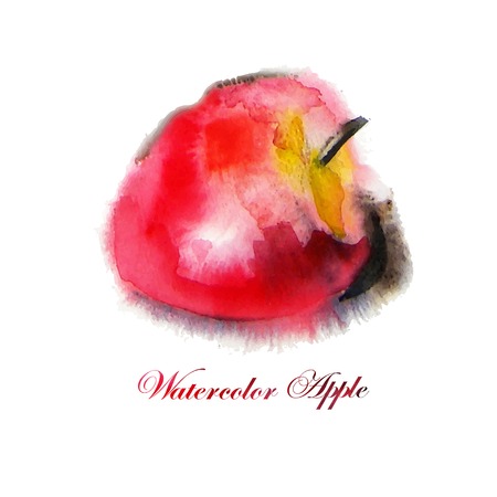 Juicy apple. watercolorのイラスト素材