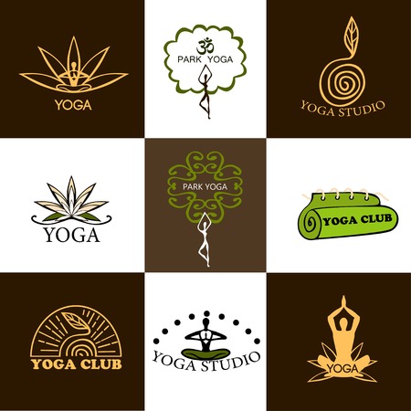 Set of logos of yoga and meditationのイラスト素材