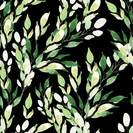 Bright watercolor pattern with leaves. Illustrationの写真素材