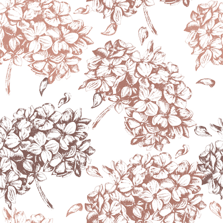 Beautiful graphic pattern with hudrangea  flowers. Vectorのイラスト素材