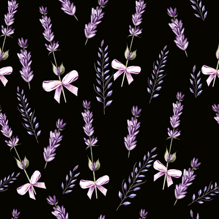 Watercolor pattern with Lavender. Hand painting. Watercolor.  Illustrationの写真素材