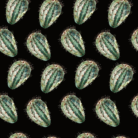 Beautiful Watercolor pattern with cactus. Illustration