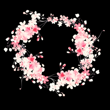 Beautiful watercolor wedding  wreath with flowers. Illustrationの写真素材