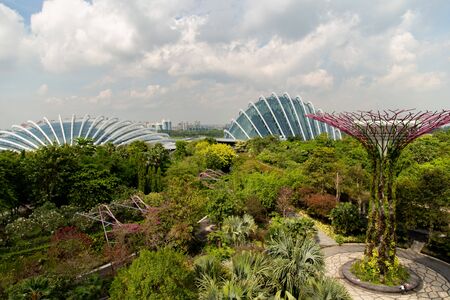 SINGAPORE, SINGAPORE - OCTOBER 26, 2018: Panoramic view of Gardens by The Bay landscaped park and...