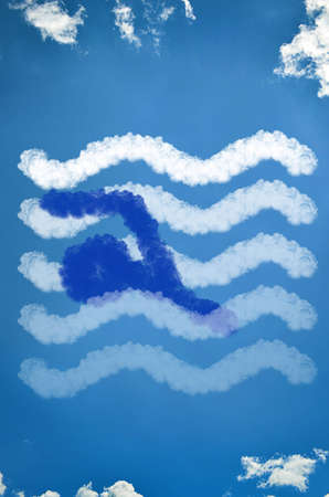 Swimming in the cloudsの写真素材