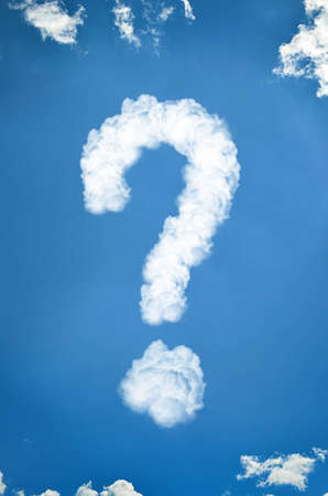 Question mark from cloudsの写真素材