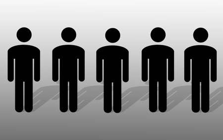 Men in a rowの写真素材