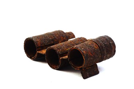 Rusty segment of ammunition beltの写真素材