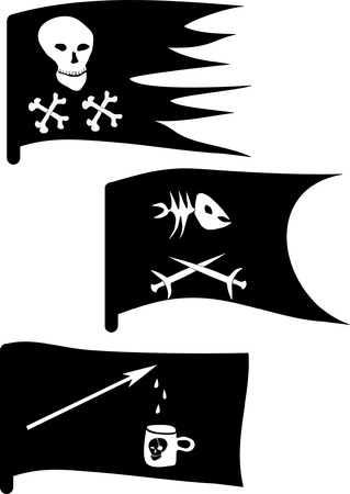 vector set of pirates flags  のイラスト素材