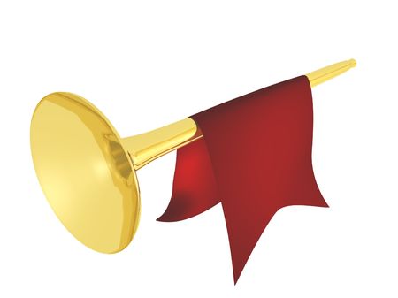 trumpet with red  isolated on white の写真素材