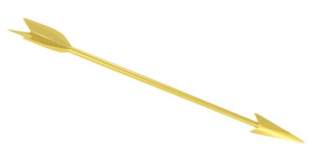 3d generated golden  arrow isolated on white  の写真素材