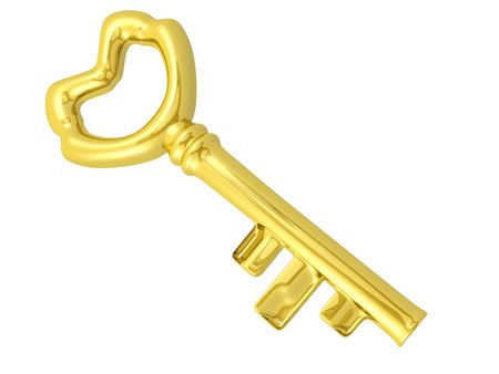 3d old-fashioned golden key  の写真素材
