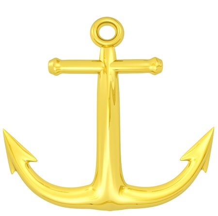 3d rendered gold anchor emblem の写真素材