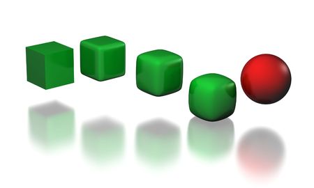 five stages of cube to sphere trqansformationの写真素材