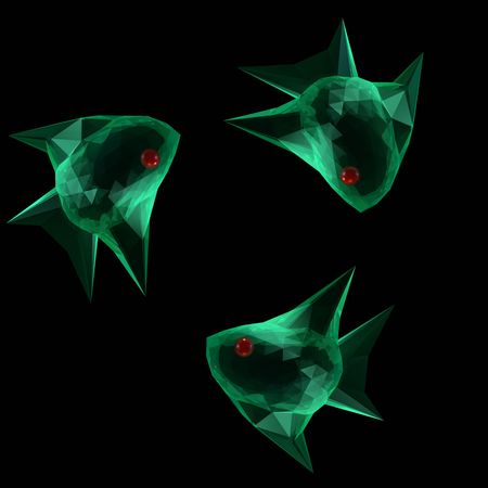 3d rendered fishes isolated on blackの写真素材