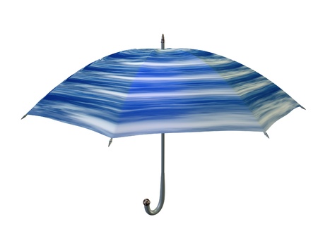 3d rendered umbrella with sky textureの写真素材