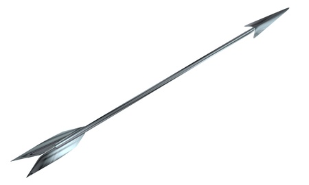 3d generated metal arrow isolated on whiteの写真素材