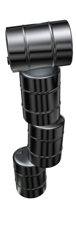 3d rendered barrel tower as a concept for oil-dependent or oil-addicted economicsの写真素材