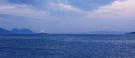 Lighthouse in Adriatic sea near Orebicの写真素材