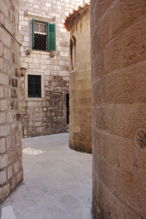 A street in old quarter of Korculaの写真素材