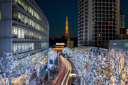 Tokyo Tower with Christmas illumination at Roppongiのeditorial素材