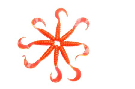 Fishing baits isolated on a white backgroundの写真素材