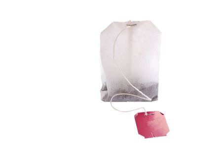 Tea bag isolated on whiteの写真素材